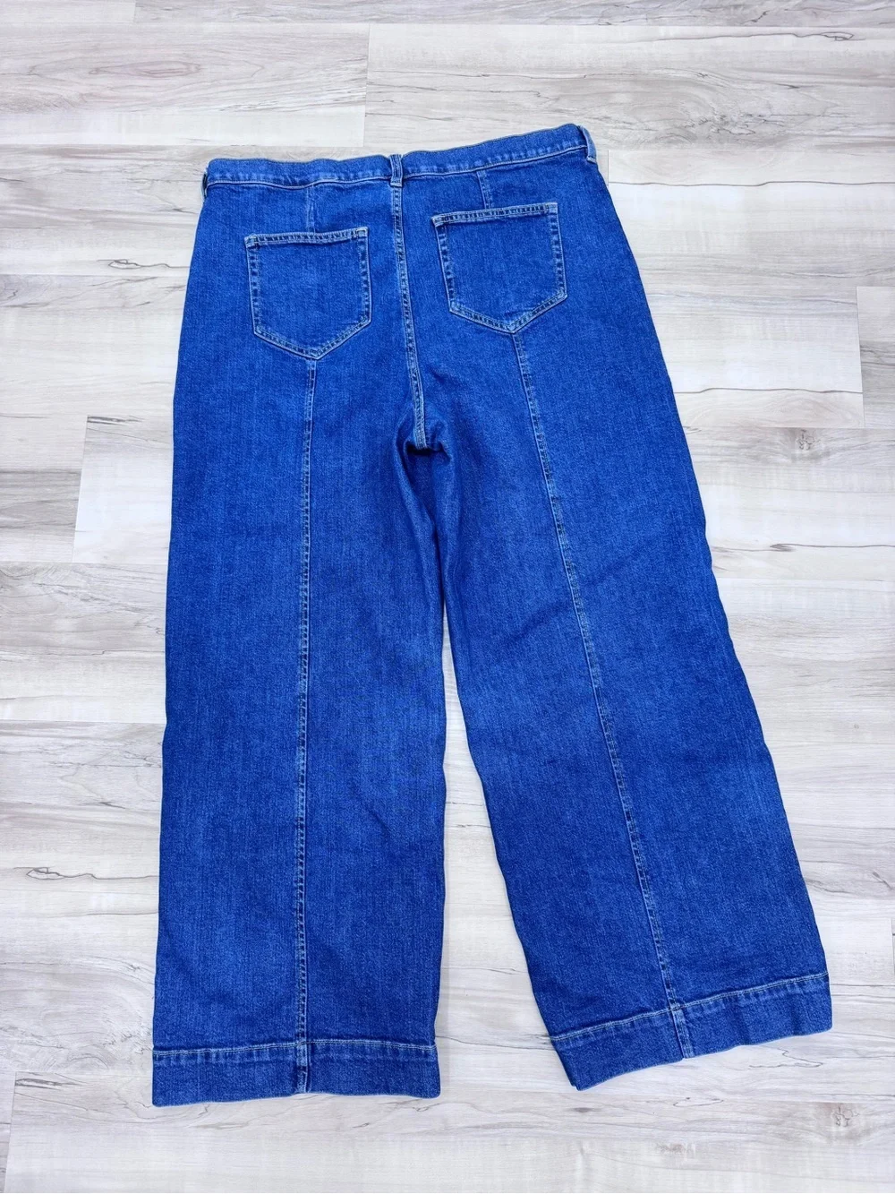 Lands End Mariner Wide-Leg Jeans back seam  Sz 18 so comfortable added stretch